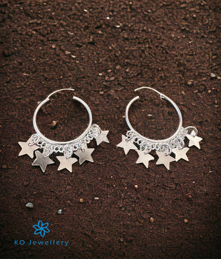 The Sparkling Stars Silver Hoops