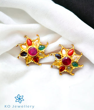 The Ekathva Silver Navratna Ear-Studs