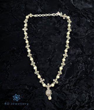 The Marian Silver Pearl Marcasite Necklace & Earrings