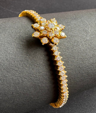 The Kavini Silver Traditional Close Setting Diamond Openable Kada -Single (Size 2.6)
