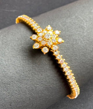 The Kavini Silver Traditional Close Setting Diamond Openable Kada -Single (Size 2.6)