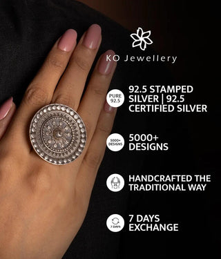 The Arohi Silver Pearl Bali-Jhumka (Oxidised)