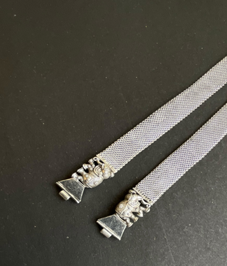 The Kunjara Elephant & Lotus 925 Sterling Silver Mesh Anklets