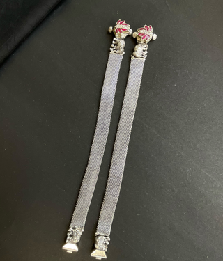 The Kunjara Elephant & Lotus 925 Sterling Silver Mesh Anklets