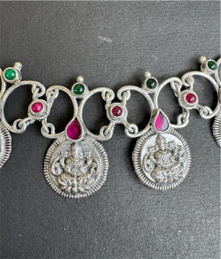 The Veda Silver Kasu Necklace (Oxidised)