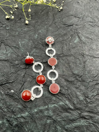 The Red Onyx Silver Gemstone Earrings