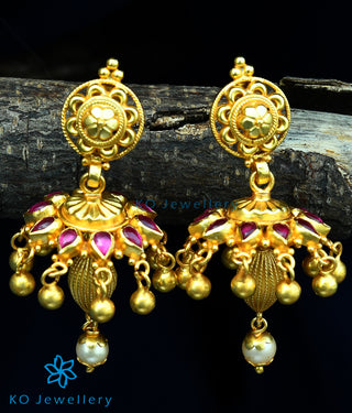 The Vidvat Silver Jhumka (Red)