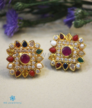 The Vishruth Silver Ear-studs (Navratna)