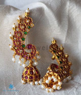 The Atyuha Silver Peacock EarCuff Jhumka