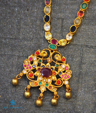 The Vashist Silver Navaratna Necklace