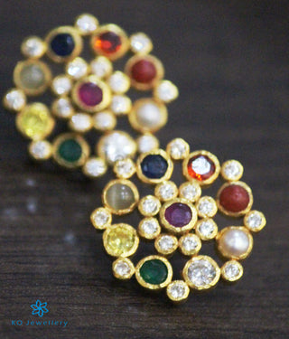 The Yajata Silver Ear-studs (Navratna)
