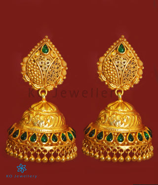 The Kamna Silver Kemp Jhumka (Green)