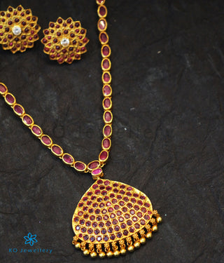 The Aarav Silver Kempu Necklace