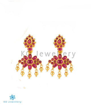 The Dvaita Silver Kempu Reversible Earrings(Red/Pearl)