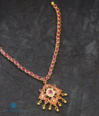 The Poojita Silver Kempu Necklace