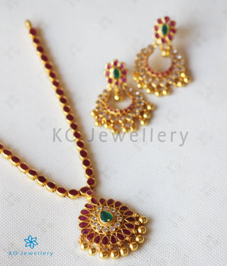 The Padmaja Silver Kempu Necklace