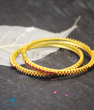 The Rati Silver Kempu Bangle (Red/Size/2.2/2.4/2.6/2.8)