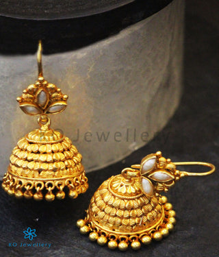 The Adhanika Silver Kempu Jhumka (Pearl/Hook)