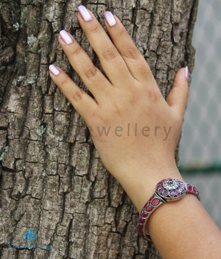 The Amyra Silver Kempu Bracelet (Oxidised/Size /2.2/2.4/2.6/2.8)