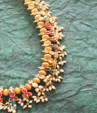 The Sampriti Silver Navratna Necklace (Long)