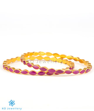 Kempu studded gold coated bangles