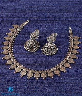 The Sindhuja Silver Kasumala Necklace(Oxidised)