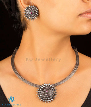 The Aditi Silver Necklace (Oxidised)