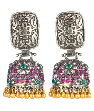 The Mira Silver Jhumka (Two-tone)