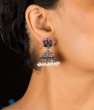 The Anandita Silver Kempu Jhumka(Oxidised)