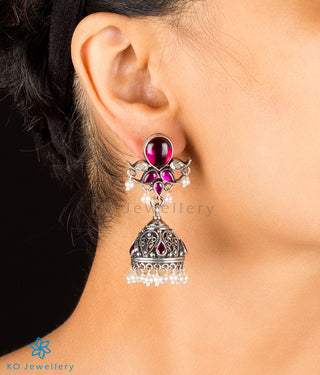 The Mrinalini Silver Jhumka (Oxidised/Push)