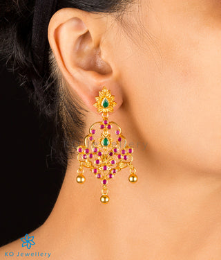 The Kadambari Silver Earrings (Red)