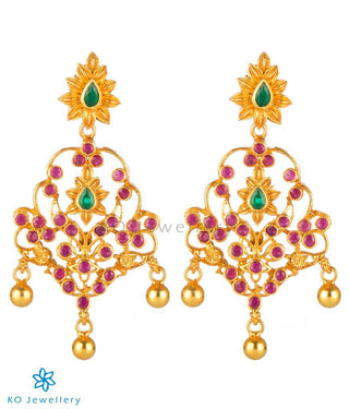 The Kadambari Silver Earrings (Red)