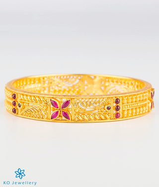 The Mithila Silver Kempu Bangle (Size/2.2/2.4/2.6/2.8)