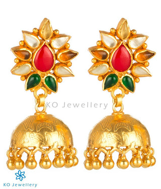 The Kriti Silver Navratna Jhumkas