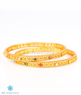 The Reyna Silver Navratna Bangle(Size 2.2/2.4/2.6/2.8)