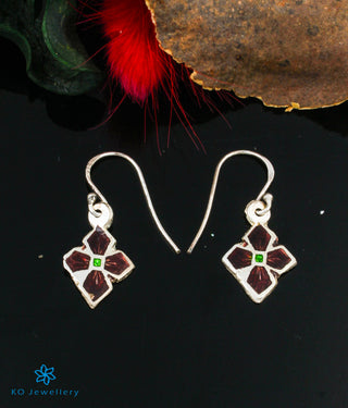 The Tia Silver Meenakari Earrings (Brown)