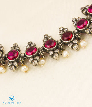 The Navita Silver Kempu Necklace (Oxidised)