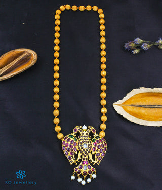 The Niyathi Gandaberunda Silver Beads  Necklace