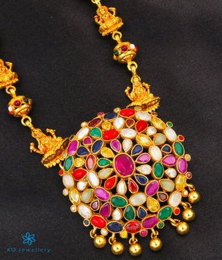 The Akriti Silver Navratna  Necklace