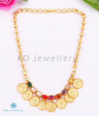 The Prarthana Silver Lakshmi Coin Necklace (Navratna)