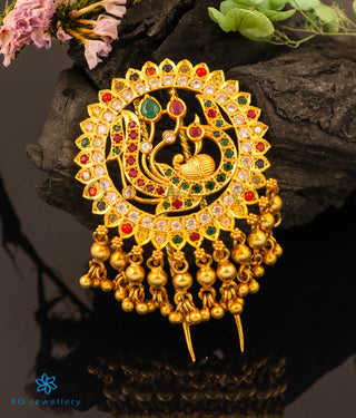 The Marala Silver Peacock Navaratna Bridal Hair Pin