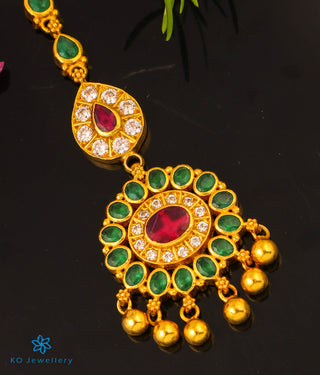 The Isva Silver Bridal Maang Tikka (Green)