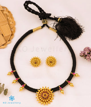 The Chakratiya Silver Thread Necklace (Black)