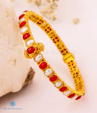 The Kripa Silver Bracelet (Pearl/Coral/Size 2.4)