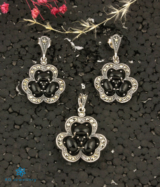 The Lasya Silver Marcasite Pendant Set