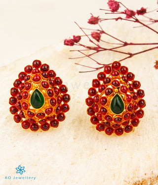 The Rudhira Silver Earstuds (Red)