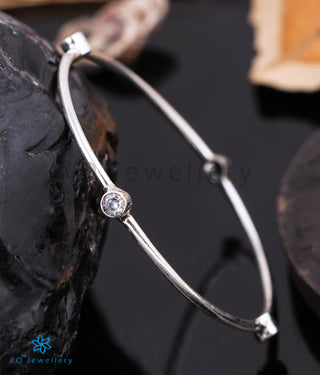 The Alaya Silver Gemstone Bangle (Red/White/Size 2.4)