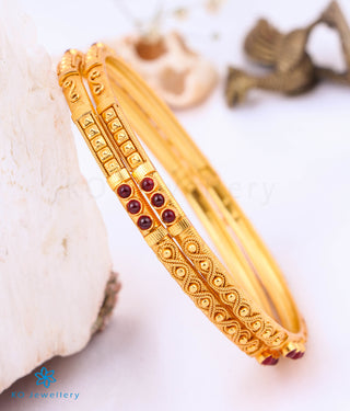 The Ruhi Silver Kempu Bangle (Red Size/2.2/2.4/2.6/2.8)