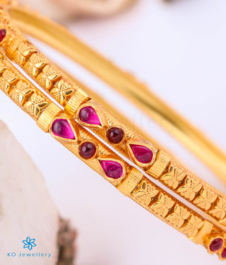 The Ruchi Silver Kempu Bangle (Red Size/2.2/2.4/2.6/2.8)