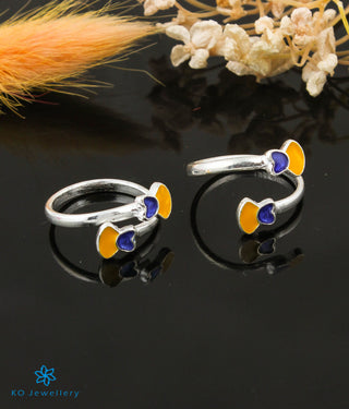 Shimmer Silver Toe-Rings (Blue/Yellow)